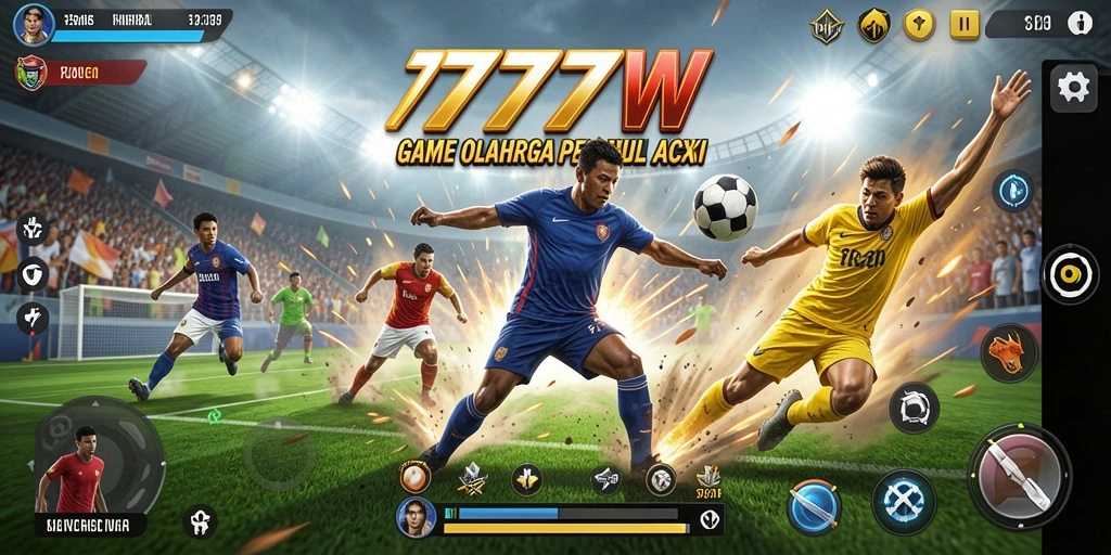 Tampilan gameplay 7777W dengan aksi olahraga yang mendebarkan.