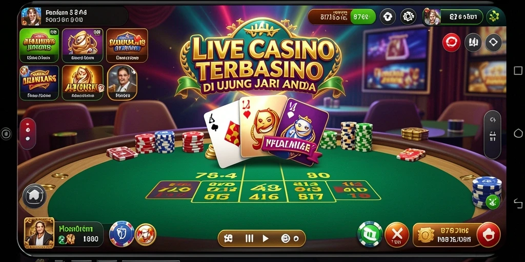 Screenshot gameplay 8768 dengan dealer langsung di meja permainan.