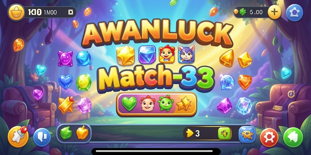 Tangkapan layar gameplay AWANLUCK yang seru dalam permainan Match-3.