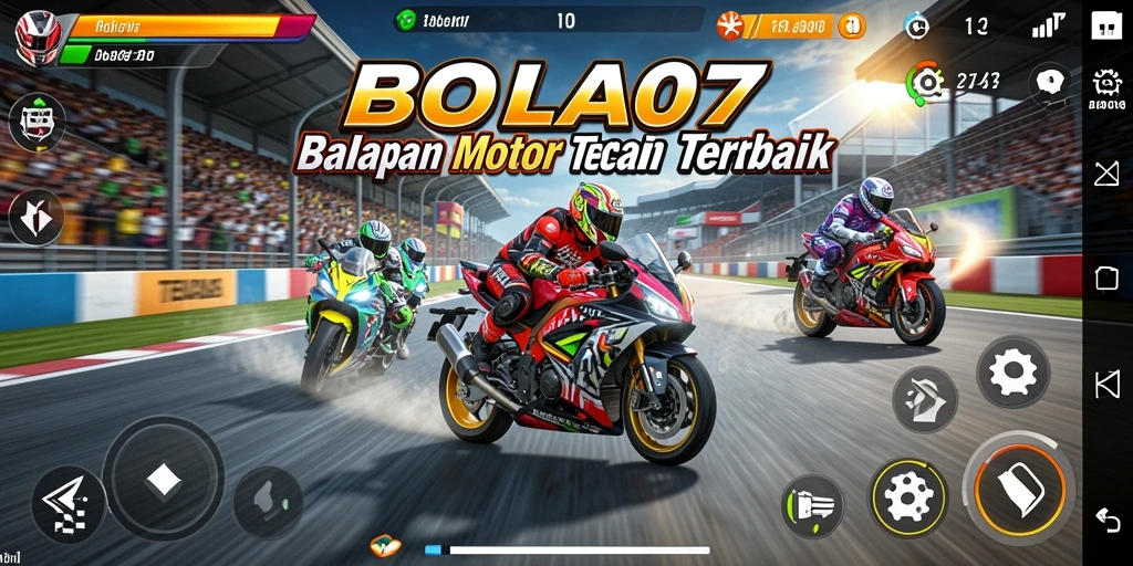 Tampilan gameplay menegangkan di jalur balapan motor.