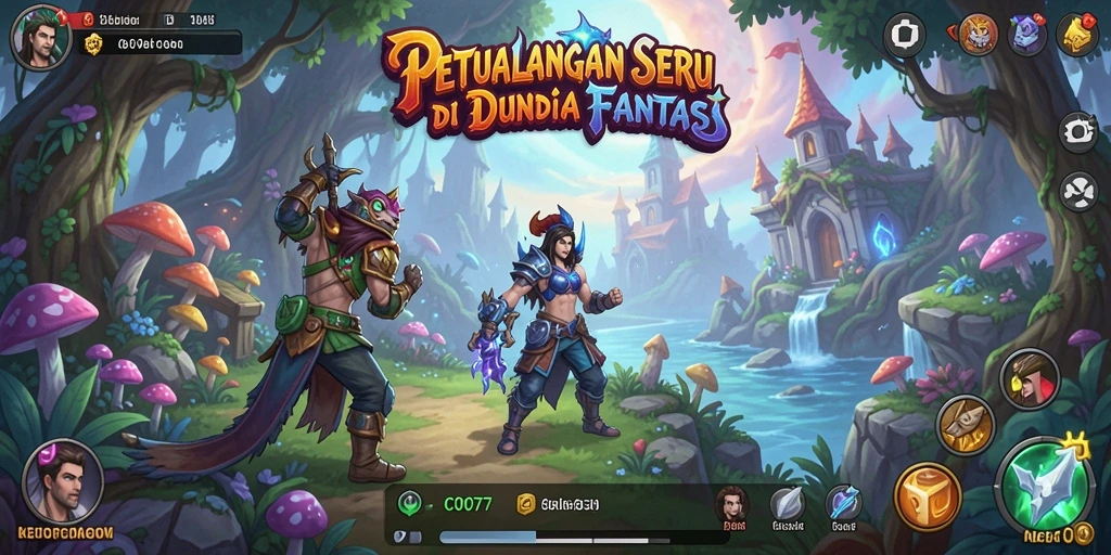 Screenshot gameplay C0077 menunjukkan petualangan mendebarkan dalam dunia fantasi.