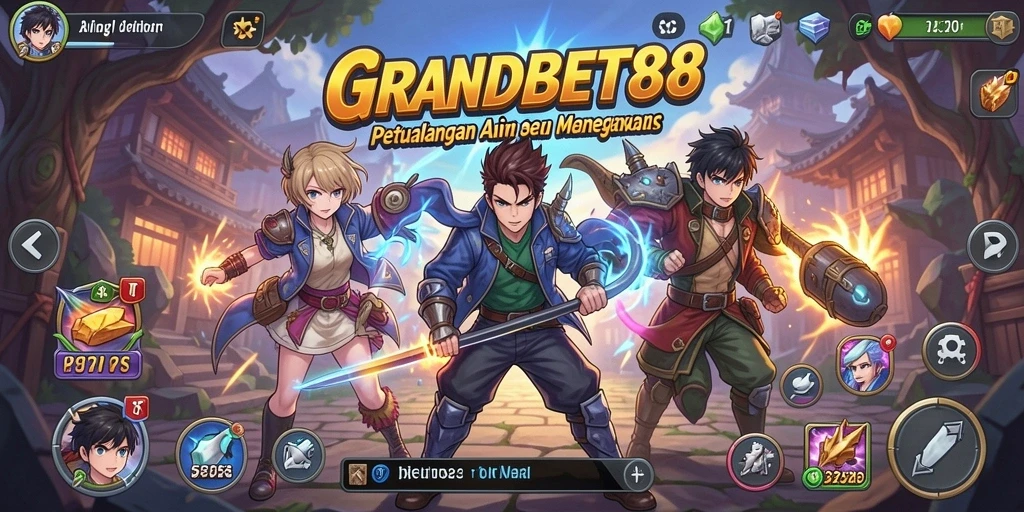 Tampilan gameplay yang menarik dari GRANDBET88 dengan karakter anime populer.