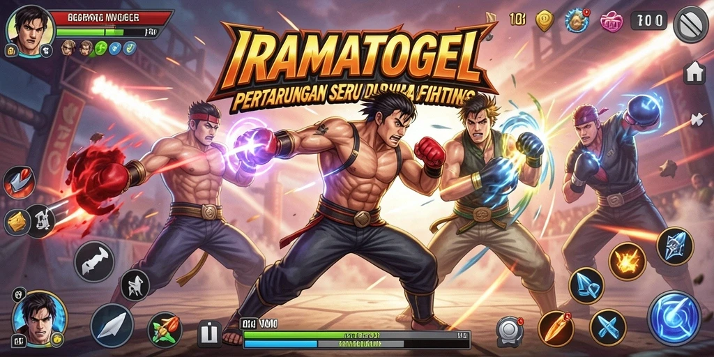 Screenshot gameplay <strong>IRAMATOGEL</strong> menampilkan aksi pertarungan yang seru dan energik.