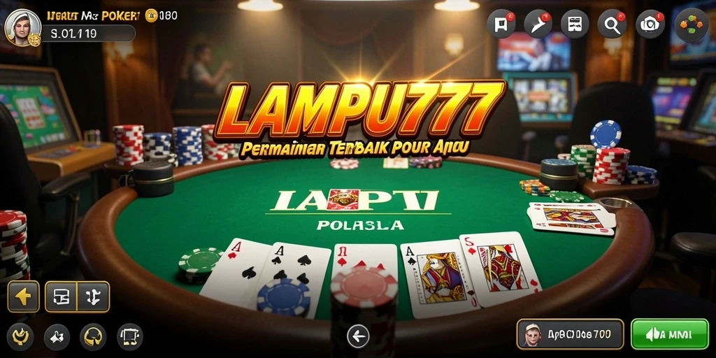 Screenshot gameplay LAMPU777 menampilkan pertarungan Poker seru antar pemain.