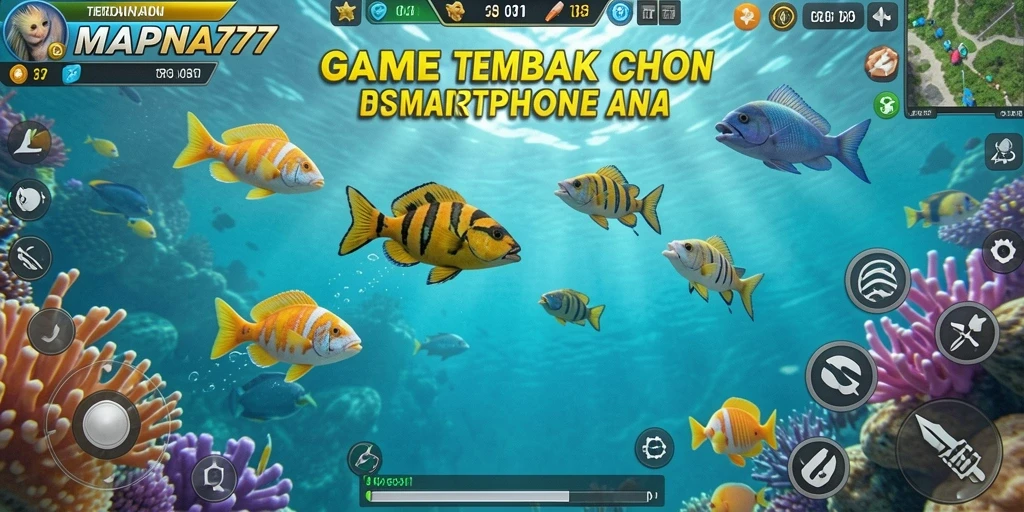Screenshot gameplay MAPNA777 dengan aksi tembak ikan yang seru.