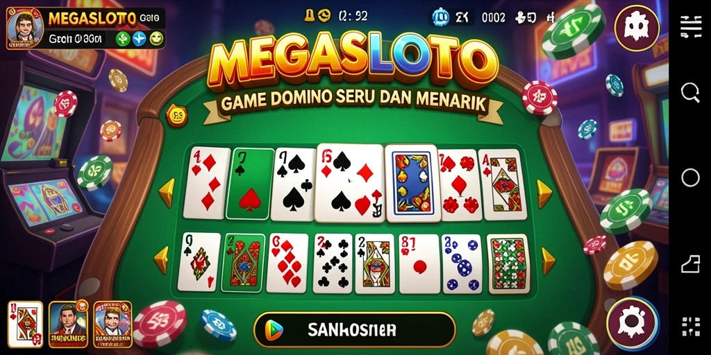 Gameplay seru MEGASLOTO dengan kartu Domino.
