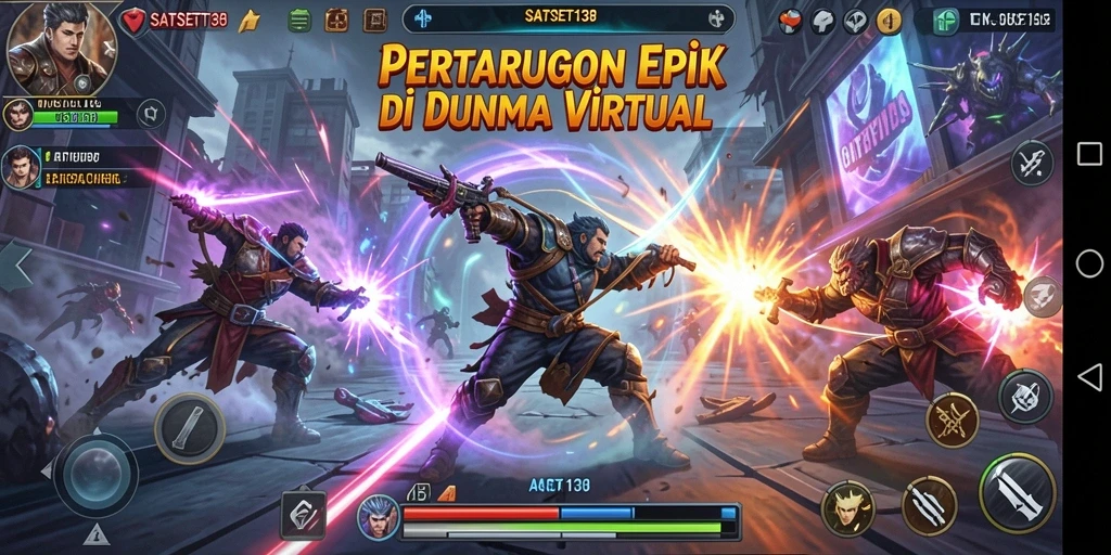 Screenshot SATSET138 menampilkan aksi pertarungan yang mendebarkan dan karakter yang menonjol.